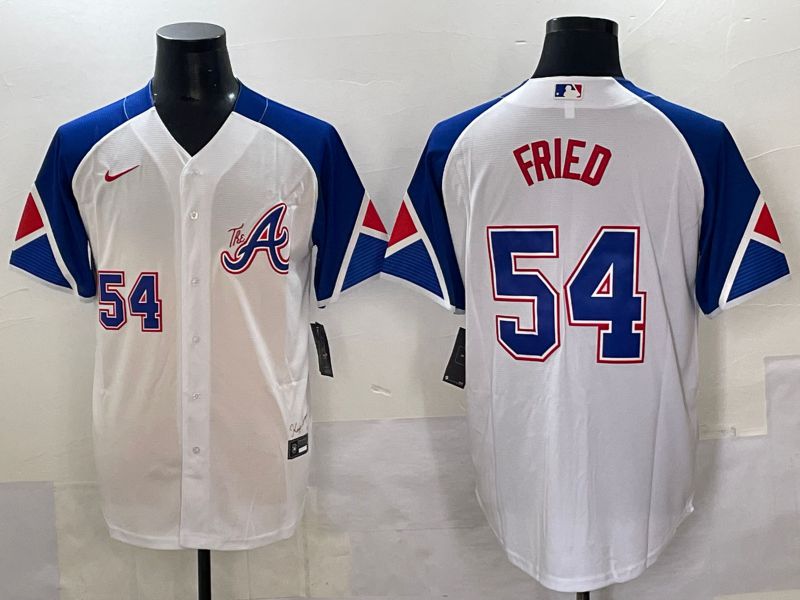Men 2025 Atlanta Braves #54 Fried White blue City Edition Nike MLB Jersey style 1->atlanta braves->MLB Jersey